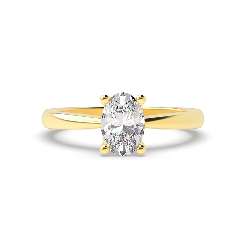 Oval Yellow Gold Pointy solid shoulder Engagement Rings