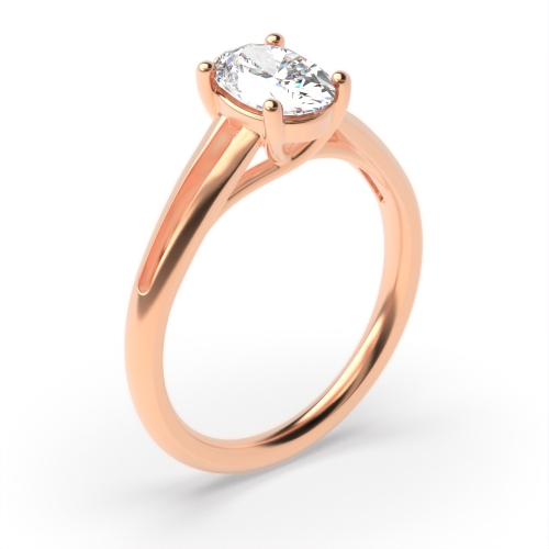 Buy Center Row Oval Solitaire Diamond Engagement Rings - Abelini