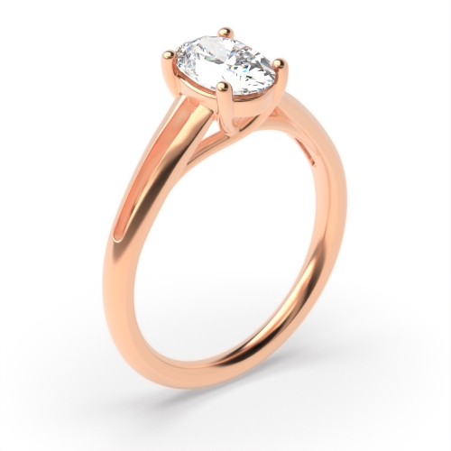 4 Prong Oval Rose Gold Center row shoulder Engagement Rings