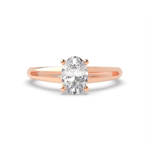 4 Prong Oval Rose Gold Center row shoulder Engagement Rings