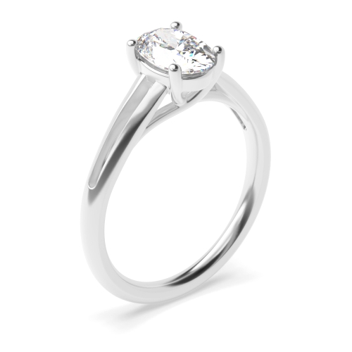 4 Prong Oval Center row shoulder Solitaire Engagement Rings
