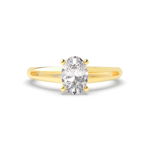 4 Prong Oval Yellow Gold Center row shoulder Engagement Rings