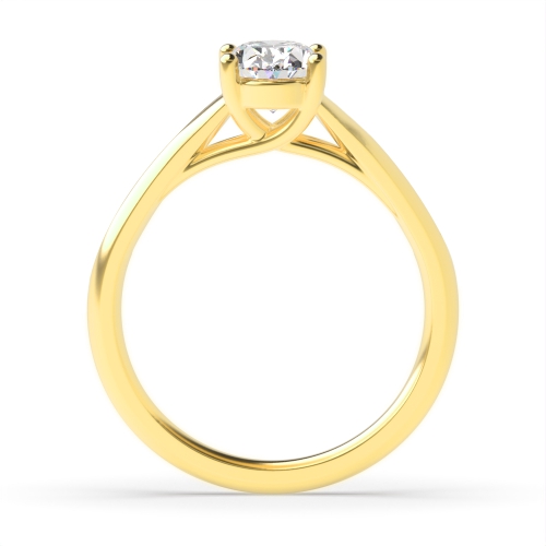 4 Prong Oval Yellow Gold Center row shoulder Engagement Rings