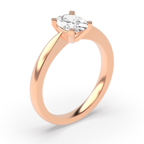 4 Prong Oval Rose Gold Solitaire Engagement Rings