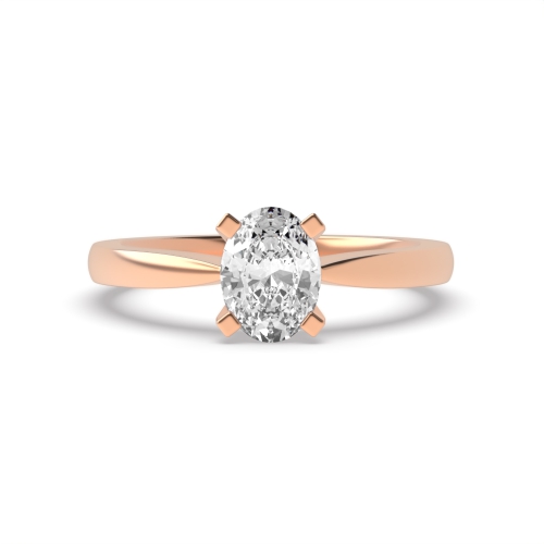4 Prong Oval Rose Gold Tulip claws Engagement Rings