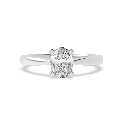 4 Prong Oval Tulip claws Solitaire Engagement Rings