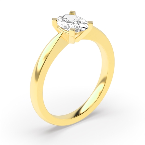 4 Prong Oval Yellow Gold Tulip claws Engagement Rings