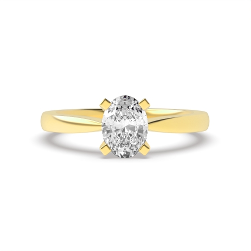 4 Prong Oval Yellow Gold Tulip claws Engagement Rings