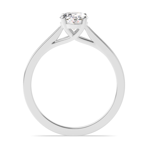 4 Prong Oval Silver Crossover trellis shoulder set Side Stone Engagement Rings