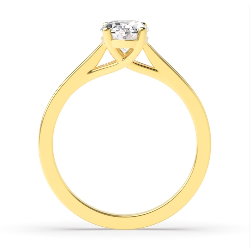 4 Prong Oval Yellow Gold Crossover trellis shoulder set Engagement Rings