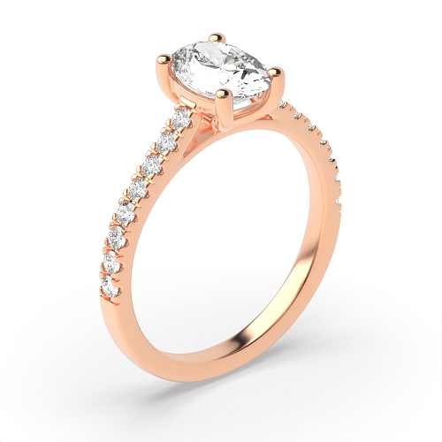 4 Prong Oval Rose Gold Delicate Engagement Rings