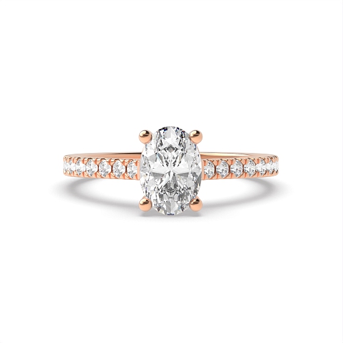 4 Prong Oval Rose Gold Delicate Engagement Rings