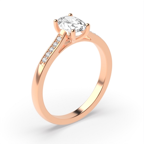 4 Prong Oval Rose Gold Open shoulder Engagement Rings