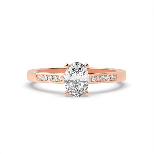 4 Prong Oval Rose Gold Open shoulder Engagement Rings