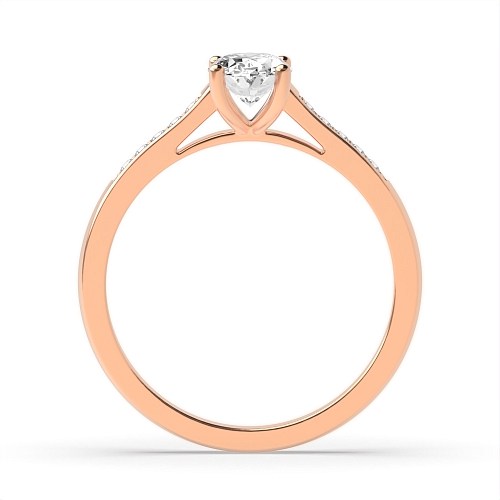 4 Prong Oval Rose Gold Open shoulder Engagement Rings