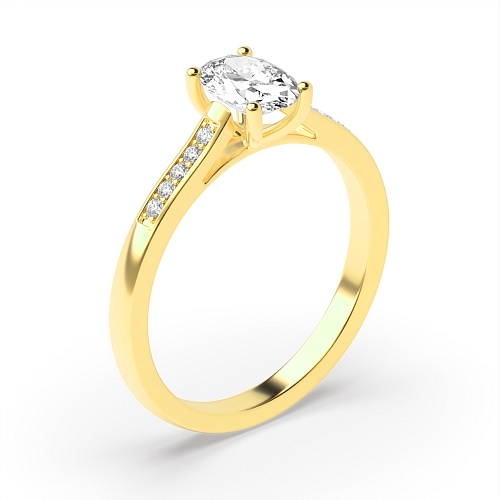 4 Prong Oval Yellow Gold Open shoulder Engagement Rings