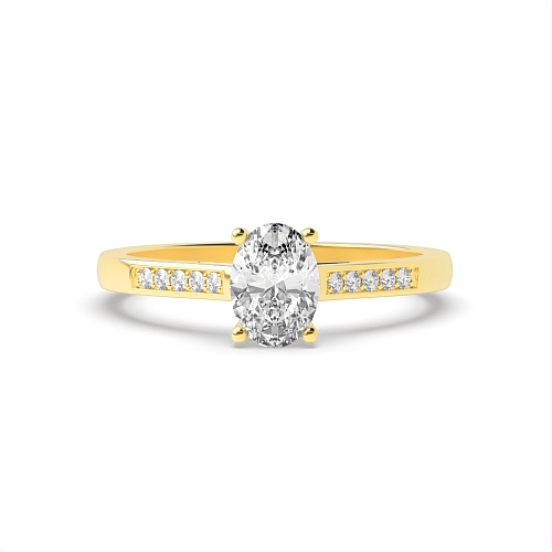 4 Prong Oval Yellow Gold Open shoulder Engagement Rings