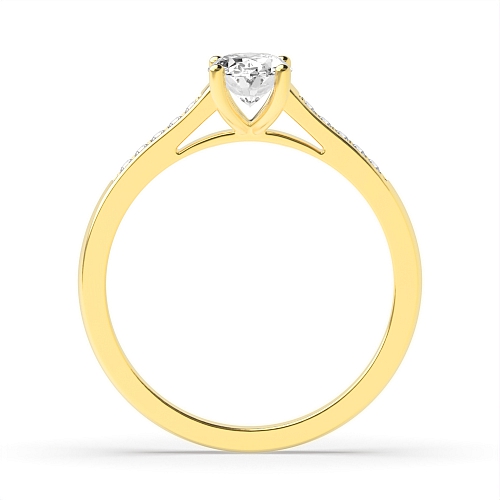 4 Prong Oval Yellow Gold Open shoulder Engagement Rings