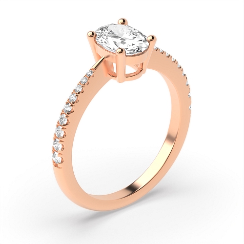4 Prong Oval Rose Gold Tape shoulder Engagement Rings