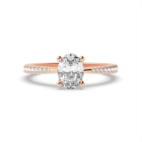 4 Prong Oval Rose Gold Tape shoulder Engagement Rings