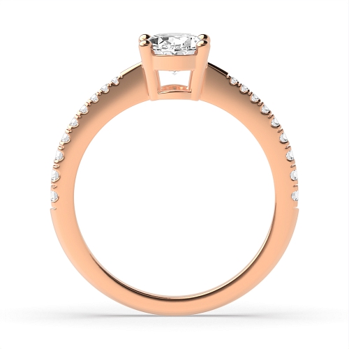 4 Prong Oval Rose Gold Tape shoulder Engagement Rings