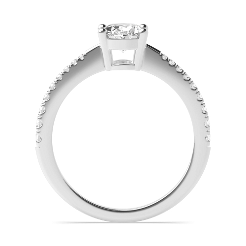 4 Prong Oval Silver Tape shoulder Side Stone Engagement Rings