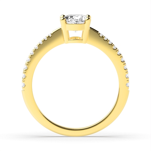 4 Prong Oval Yellow Gold Tape shoulder Engagement Rings
