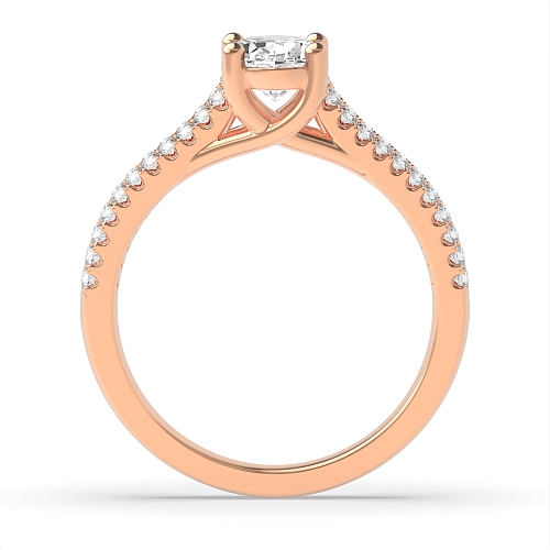 4 Prong Oval Rose Gold Center row shoulder Engagement Rings