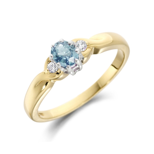 4 Prong Oval Yellow Gold Aquamarine Gemstone Engagement Rings