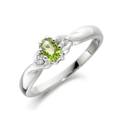 4 Prong Oval Refined Peridot Gemstone Engagement Rings
