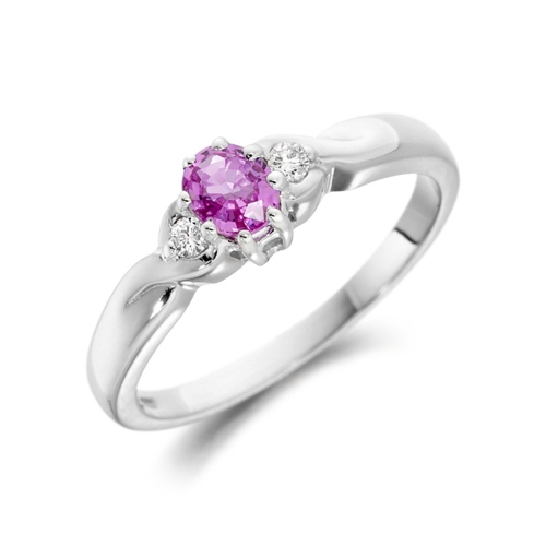 4 Prong Oval Pink Sapphire Gemstone Diamond Rings