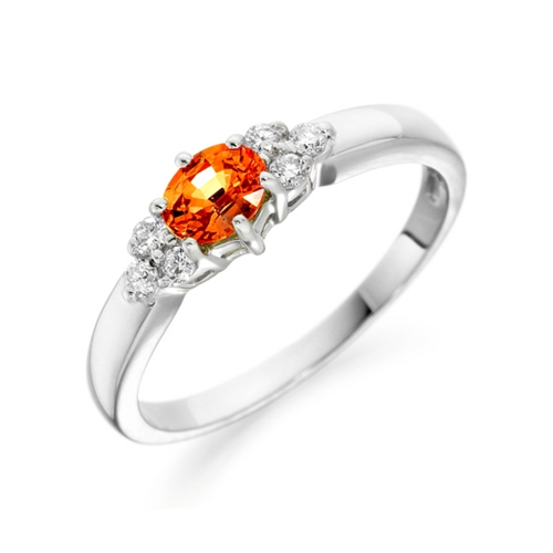 4 Prong Oval Citrine Gemstone Diamond Ring