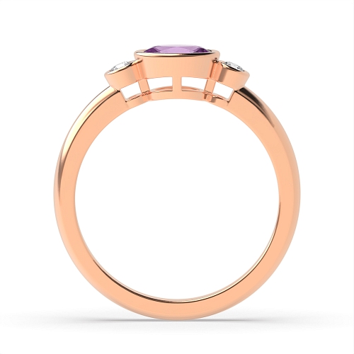 Bezel Setting Oval Rose Gold Feminine Lab Grown Diamond Engagement Rings
