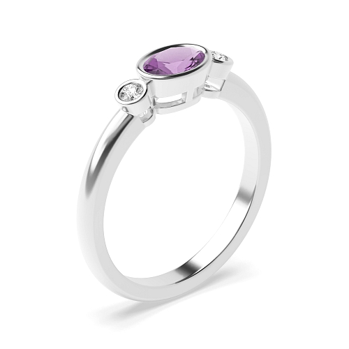 Bezel Setting Oval Feminine Naturally Mined Diamond Gemstone Engagement Rings