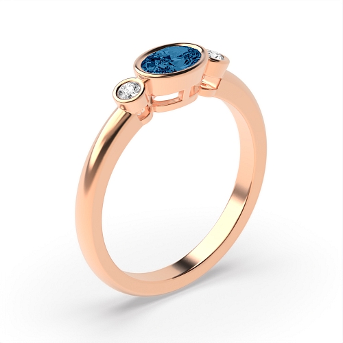Bezel Setting Oval Rose Gold Feminine Lab Grown Diamond Engagement Rings