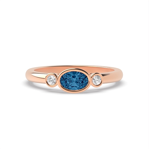 Bezel Setting Oval Rose Gold Feminine Lab Grown Diamond Engagement Rings