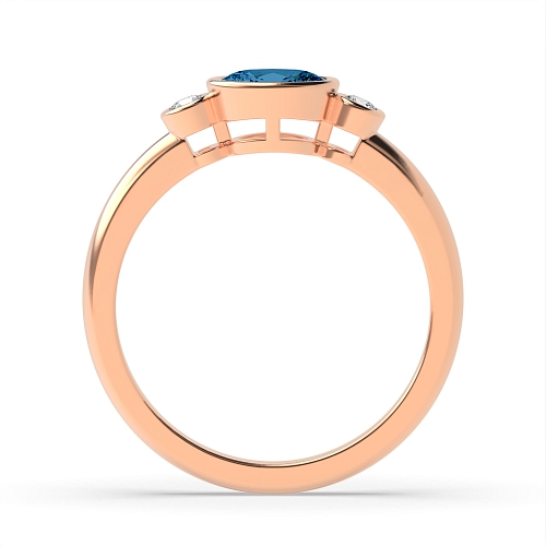 Bezel Setting Oval Rose Gold Feminine Lab Grown Diamond Engagement Rings