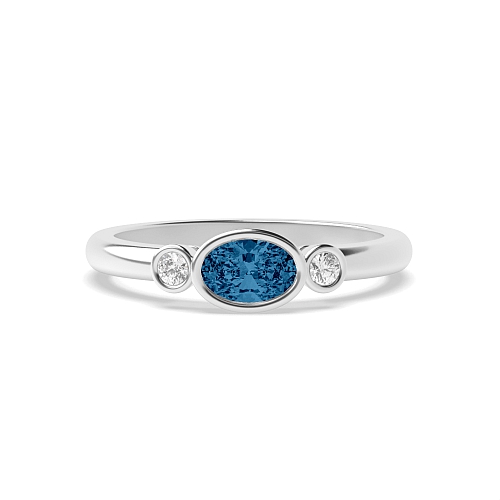 Bezel Setting Oval Feminine Lab Grown Diamond Gemstone Engagement Rings