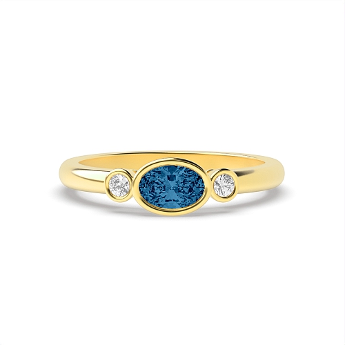 Bezel Setting Oval Yellow Gold Feminine Lab Grown Diamond Engagement Rings