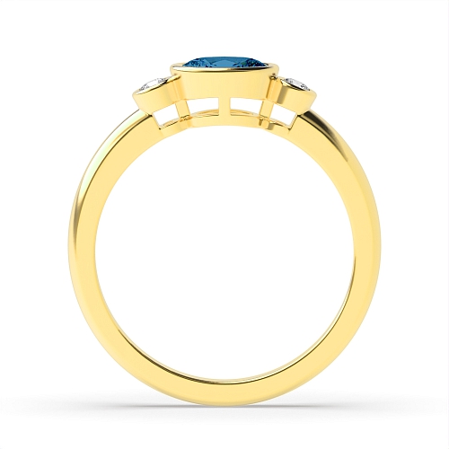 Bezel Setting Oval Yellow Gold Feminine Lab Grown Diamond Engagement Rings