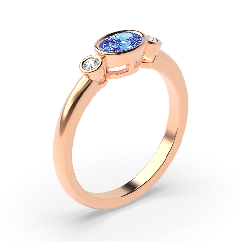 Bezel Setting Oval Rose Gold Feminine Naturally Mined Diamond Gemstone Engagement Rings