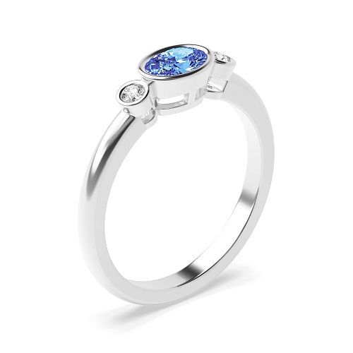 Bezel Setting Oval Silver Feminine Lab Grown Diamond Gemstone Engagement Rings