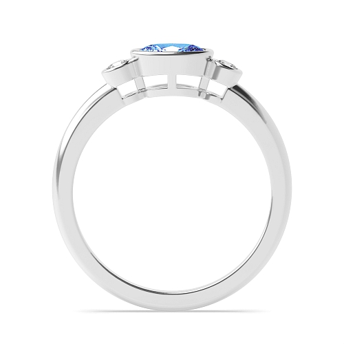 Bezel Setting Oval Silver Feminine Lab Grown Diamond Gemstone Engagement Rings