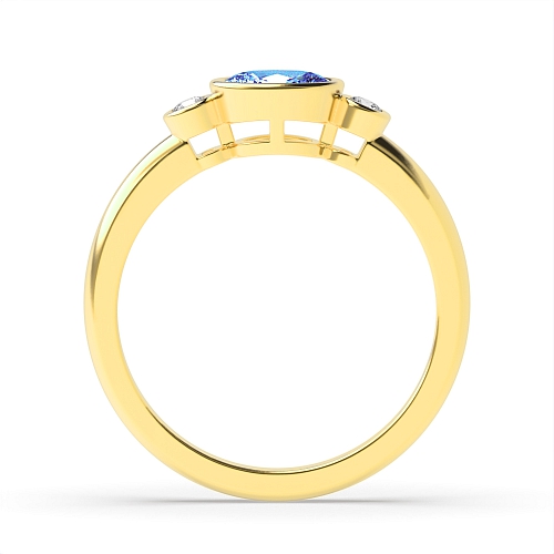 Bezel Setting Oval Yellow Gold Feminine Naturally Mined Diamond Gemstone Engagement Rings