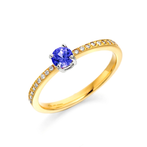 Pave Setting Round Yellow Gold Artisan Lab Grown Diamond Engagement Rings