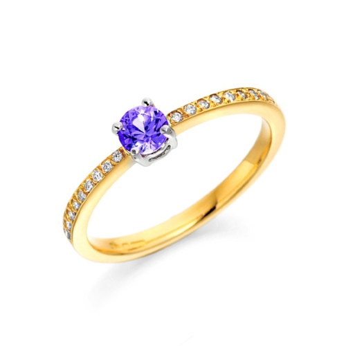 Pave Setting Round Yellow Gold Artisan Lab Grown Diamond Engagement Rings