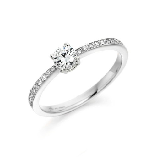 4 Prong Round Artisan Side Stone Engagement Rings