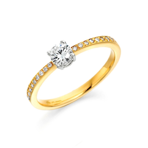 4 Prong Round Yellow Gold Artisan Engagement Rings
