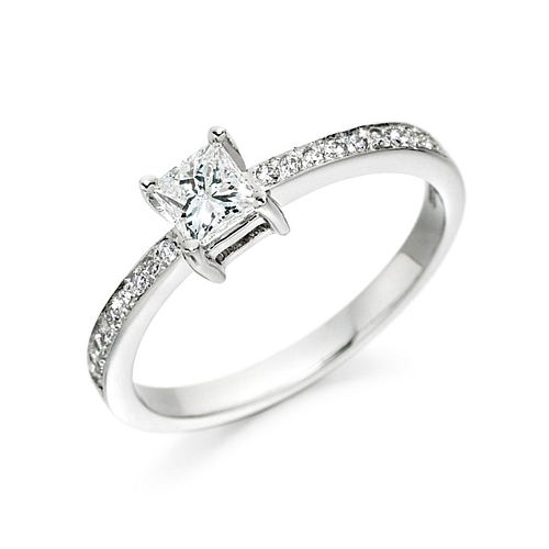 4 Prong Princess Perennial Side Stone Engagement Rings