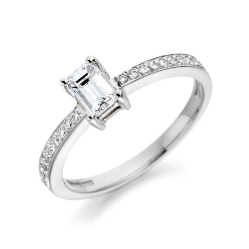 4 Prong Baguette Admire Side Stone Engagement Rings